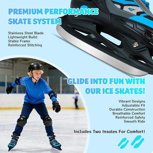 زلاجات ثلجية قابلة للتعديل للأطفال الأولاد والبنات، 4 شفرات حماية ثلاثية الحجم للمبتدئين مع دعم للكاحل للاستخدام في الهواء الطلق وحلبة التزلج in Kuwait