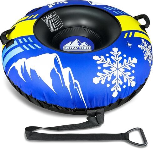 ZMLM Snow Tubes for Sledding Heavy Duty - 48'' Inflatable Snow Tube with Premium Canvas Cover for Kids Adults,Towable Snow Sled Thickened Bottom Winter Gift Outdoor Fun Toys for Boys Girls in Kuwait