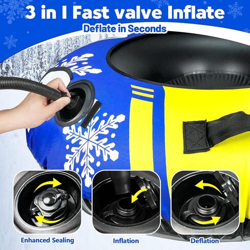 ZMLM Snow Tubes for Sledding Heavy Duty - 48'' Inflatable Snow Tube with Premium Canvas Cover for Kids Adults,Towable Snow Sled Thickened Bottom Winter Gift Outdoor Fun Toys for Boys Girls in Kuwait