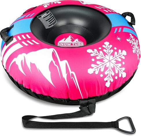 ZMLM Snow Tubes for Sledding Heavy Duty - 48'' Inflatable Snow Tube with Premium Canvas Cover for Kids Adults,Towable Snow Sled Thickened Bottom Winter Gift Outdoor Fun Toys for Boys Girls in Kuwait