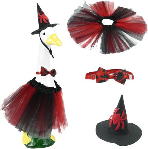 ملابس تزيين إوز الهالوين، فستان مع قبعة ساحرة وربطة عنق، مجموعة من 3 قطع تناسب تماثيل مقاس 23 بوصة، ديكور فناء الخريف في الهواء الطلق in Kuwait