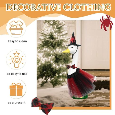 ملابس تزيين إوز الهالوين، فستان مع قبعة ساحرة وربطة عنق، مجموعة من 3 قطع تناسب تماثيل مقاس 23 بوصة، ديكور فناء الخريف في الهواء الطلق in Kuwait