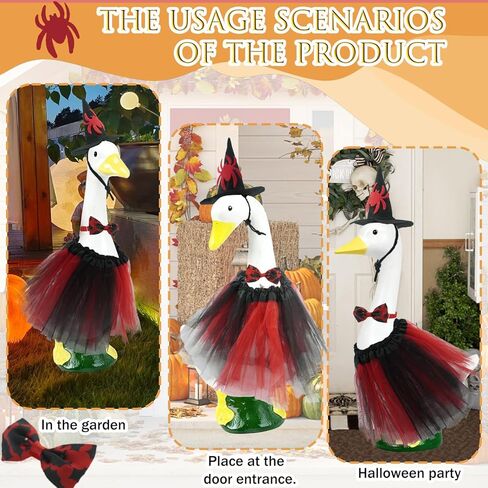 ملابس تزيين إوز الهالوين، فستان مع قبعة ساحرة وربطة عنق، مجموعة من 3 قطع تناسب تماثيل مقاس 23 بوصة، ديكور فناء الخريف في الهواء الطلق in Kuwait