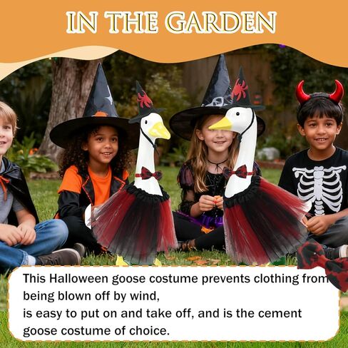 ملابس تزيين إوز الهالوين، فستان مع قبعة ساحرة وربطة عنق، مجموعة من 3 قطع تناسب تماثيل مقاس 23 بوصة، ديكور فناء الخريف في الهواء الطلق in Kuwait