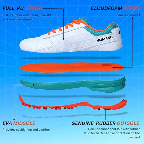SK-SGO Sports Cricket Shoes for Men with Rubber Stud/Spikes in Saudi Arabia