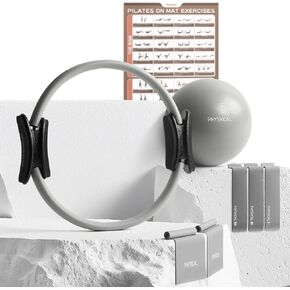 Pilates Kit, 15-Inch Pilates Ring with 1x Core Ball, 3X Resistant Loops and 2X Flex Bands, Home Pilates on Mat Essential Kit in Kuwait