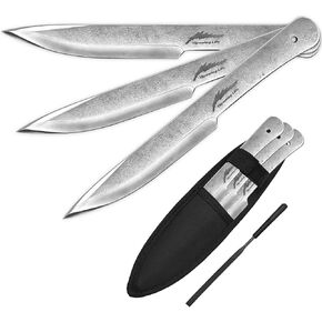 أداة رمي 3 قطع، وزن 225 جرام، طول 25 سم، مجموعة رمي سميكة 3 قطع، فولاذ 440C، 57HRC، تصميم مشطوب بالكامل، زوايا شفرة مستديرة، حادة ومتينة لممارسة الرمي لمسافات طويلة in Kuwait