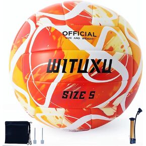 Official Size 5 Volleyball, Soft Touch Waterproof PU Leather Cover & Reinforced Rubber Bladder - for Indoor, Outdoor, Pool, Beach - Includes Air Pump & Inflation Needle in Saudi Arabia