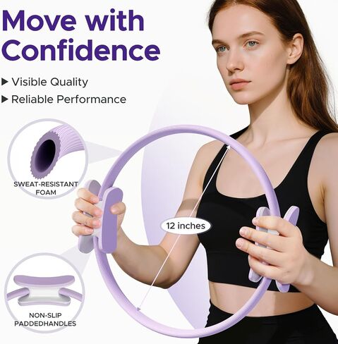 Pilates Ring Kit for Women, Pilates Equipment Accessories, Home Workout Set with Magic Circle, Mini Exercise Ball, Ankle Resistance Bands & Yoga Socks, for Fitness, Toning & Better Me Gifts in Saudi Arabia