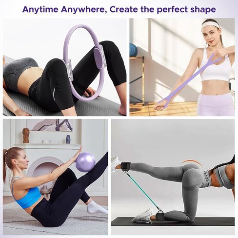 Pilates Ring Kit for Women, Pilates Equipment Accessories, Home Workout Set with Magic Circle, Mini Exercise Ball, Ankle Resistance Bands & Yoga Socks, for Fitness, Toning & Better Me Gifts in Saudi Arabia