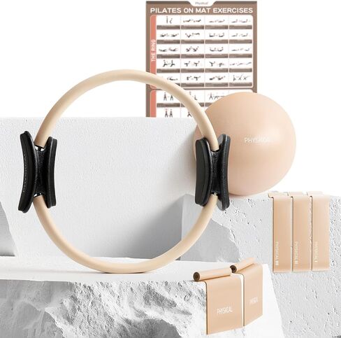 Pilates Kit, 15-Inch Pilates Ring with 1x Core Ball, 3X Resistant Loops and 2X Flex Bands, Home Pilates on Mat Essential Kit in Kuwait
