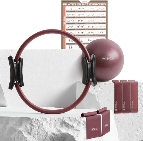 Pilates Kit, 15-Inch Pilates Ring with 1x Core Ball, 3X Resistant Loops and 2X Flex Bands, Home Pilates on Mat Essential Kit in Kuwait