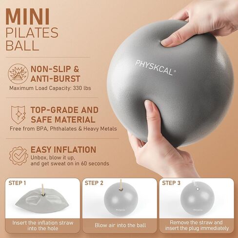 طقم بيلاتيس، حلقة بيلاتيس مقاس 15 بوصة مع كرة أساسية واحدة، 3 حلقات مقاومة و2 شريط مرن، مجموعة أساسية لتمارين البيلاتس المنزلية على السجادة in Kuwait