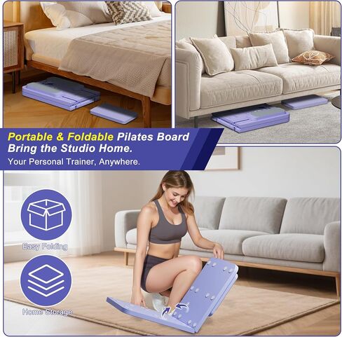 Pilates Reformer Set, ESBANY Pilates Board with Phone Holder, Multi-Purpose Foldable Pilates Reformer Machine, Portable Home Pilates Slider Board Equipment for Home Workout, Fitness, Exercise, Abs in Saudi Arabia
