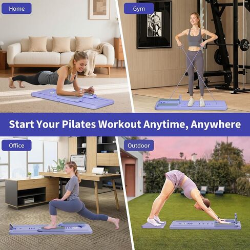 Pilates Reformer Set, ESBANY Pilates Board with Phone Holder, Multi-Purpose Foldable Pilates Reformer Machine, Portable Home Pilates Slider Board Equipment for Home Workout, Fitness, Exercise, Abs in Saudi Arabia