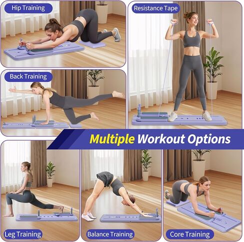 Pilates Reformer Set, ESBANY Pilates Board with Phone Holder, Multi-Purpose Foldable Pilates Reformer Machine, Portable Home Pilates Slider Board Equipment for Home Workout, Fitness, Exercise, Abs in Saudi Arabia