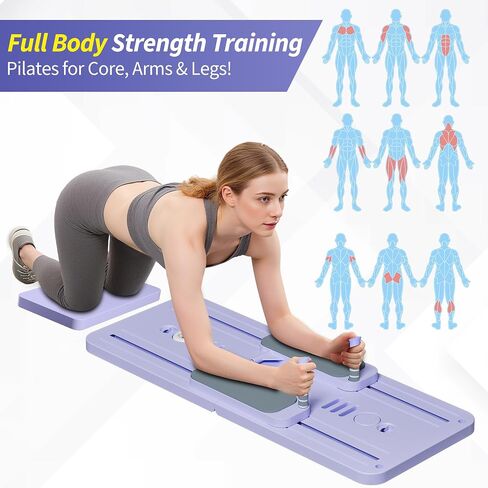 Pilates Reformer Set, ESBANY Pilates Board with Phone Holder, Multi-Purpose Foldable Pilates Reformer Machine, Portable Home Pilates Slider Board Equipment for Home Workout, Fitness, Exercise, Abs in Saudi Arabia