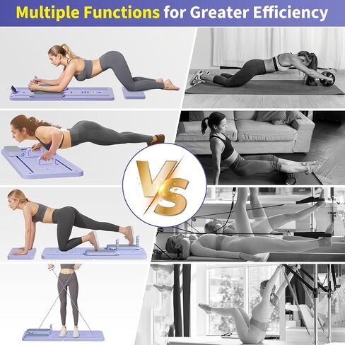 Pilates Reformer Set, ESBANY Pilates Board with Phone Holder, Multi-Purpose Foldable Pilates Reformer Machine, Portable Home Pilates Slider Board Equipment for Home Workout, Fitness, Exercise, Abs in Saudi Arabia