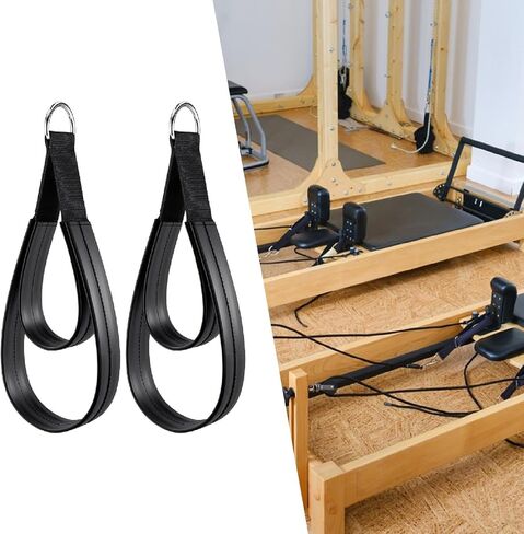 2Pcs Pilates Double Loop Straps for Reformer,Comfortable Grip Nonslip for Improve Flexibility Strength Dexterity Ankle Legs in Saudi Arabia