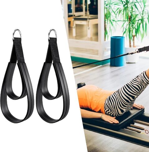 2Pcs Pilates Double Loop Straps for Reformer,Comfortable Grip Nonslip for Improve Flexibility Strength Dexterity Ankle Legs in Saudi Arabia
