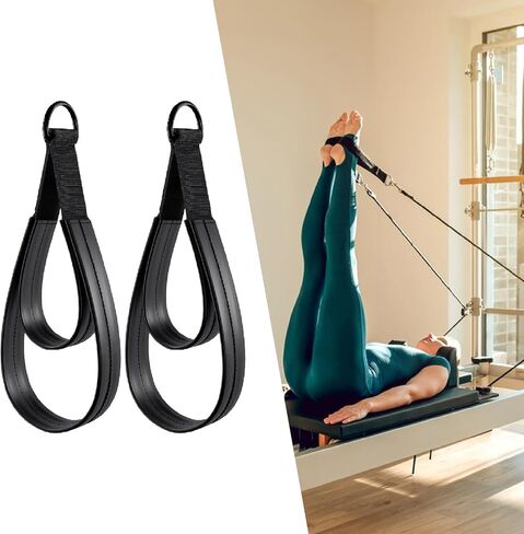 2Pcs Pilates Double Loop Straps for Reformer,Comfortable Grip Nonslip for Improve Flexibility Strength Dexterity Ankle Legs in Saudi Arabia
