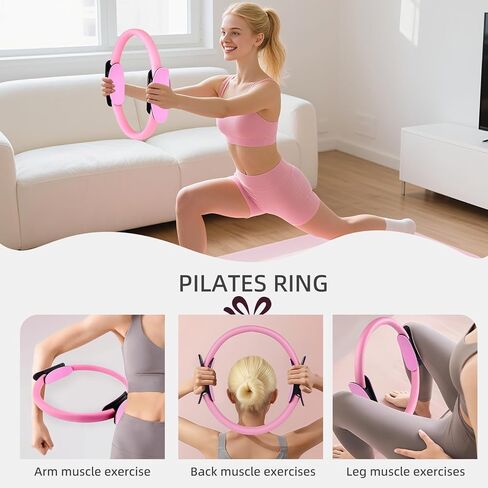 Pilates Kit for Women, Home Pilates Equipment Set with Pilates Ring and 2 Ball, 5 Resistance Bands, Yoga Block,Full Body Core & Flexibility Training,14-in-1 Portable Durable At Home Pilates Kit in Kuwait
