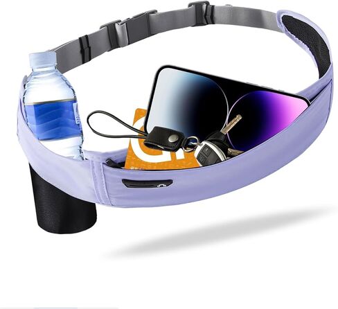 Running Hydration Belt with Water Bottle Holder, Phone Storage, Black in Saudi Arabia