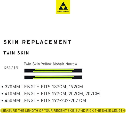فيشر Twin Skin Mohair Narrow، Glide Grip تحسين الاستقرار الرياضات الثلجية التزلج عبر الريف التزلج تسلق الجبال النيون الأصفر استبدال جلود التزلج سلسلة Twin in Saudi Arabia