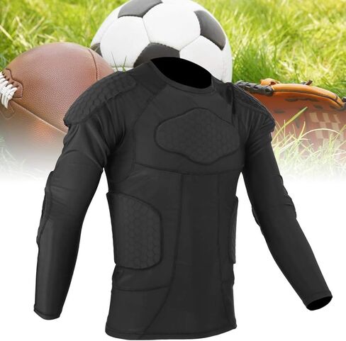 Thicken Anti Collision Chest Guard Protection Long Sleeved Sport Suit Tights for Football Basketball Ski Training Protective Gear Black in Saudi Arabia