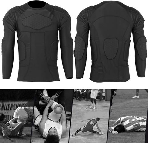 Thicken Anti Collision Chest Guard Protection Long Sleeved Sport Suit Tights for Football Basketball Ski Training Protective Gear Black in Saudi Arabia