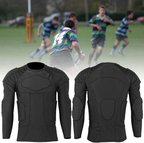 Thicken Anti Collision Chest Guard Protection Long Sleeved Sport Suit Tights for Football Basketball Ski Training Protective Gear Black in Saudi Arabia