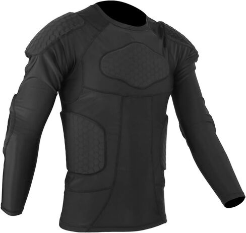 Thicken Anti Collision Chest Guard Protection Long Sleeved Sport Suit Tights for Football Basketball Ski Training Protective Gear Black in Saudi Arabia