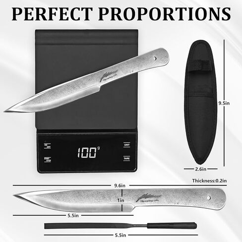 أداة رمي 3 قطع، وزن 225 جرام، طول 25 سم، مجموعة رمي سميكة 3 قطع، فولاذ 440C، 57HRC، تصميم مشطوب بالكامل، زوايا شفرة مستديرة، حادة ومتينة لممارسة الرمي لمسافات طويلة in Kuwait