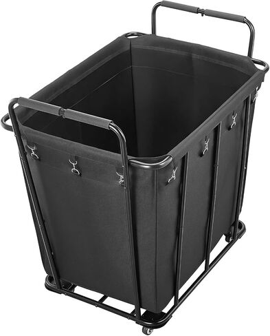 VEVOR Laundry Cart, Rolling Grocery Utility Cart with Waterproof Liner & Swivel Wheels, 260 LBS Large Load Capacity, Heavy Duty Shopping Basket for Laundry, Shopping, Camping, Grocery, Luggage, Black in Saudi Arabia