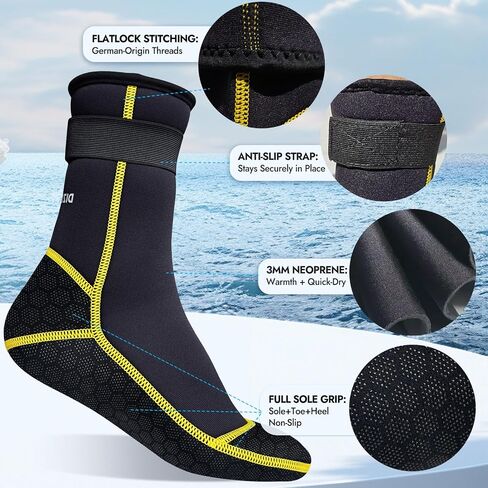 3mm Neoprene Water Socks, Anti-Slip Wetsuit Booties for Sand Proof Beach Volleyball, Scuba Diving Surfing Kayaking in Kuwait