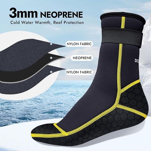 3mm Neoprene Water Socks, Anti-Slip Wetsuit Booties for Sand Proof Beach Volleyball, Scuba Diving Surfing Kayaking in Kuwait