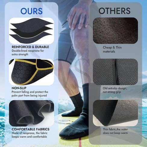 3mm Neoprene Water Socks, Anti-Slip Wetsuit Booties for Sand Proof Beach Volleyball, Scuba Diving Surfing Kayaking in Kuwait