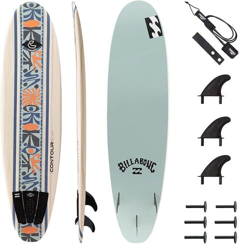 Billabong x CONTOUR SURF 7ft/8ft Soft Top Foam Surfboard for Beginner Adults and Kids Lightweight Shortboard for Surfing Durable, Stable, and Easy to Ride for All Levels Surfers in Saudi Arabia