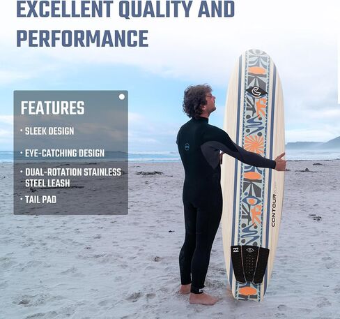 Billabong x CONTOUR SURF 7ft/8ft Soft Top Foam Surfboard for Beginner Adults and Kids Lightweight Shortboard for Surfing Durable, Stable, and Easy to Ride for All Levels Surfers in Saudi Arabia