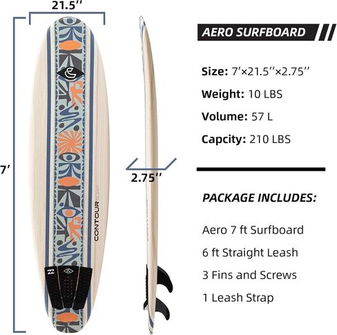 Billabong x CONTOUR SURF 7ft/8ft Soft Top Foam Surfboard for Beginner Adults and Kids Lightweight Shortboard for Surfing Durable, Stable, and Easy to Ride for All Levels Surfers in Saudi Arabia