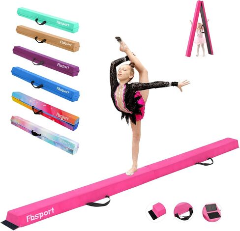 fbsport 8ft/9ft/9.5ft التوازن شعاع الجمباز شعاع رغوة التوازن معدات شعاع الكلمة للأطفال البالغين، غطاء من جلد الغزال قاعدة مضادة للانزلاق مع حقيبة حمل للمنزل مدرسة الصالة الرياضية التدريب in Kuwait