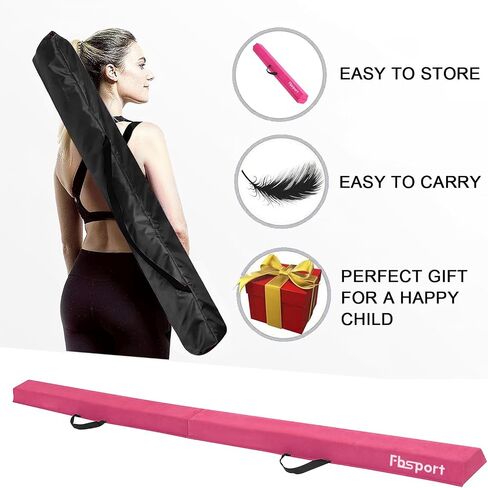 fbsport 8ft/9ft/9.5ft التوازن شعاع الجمباز شعاع رغوة التوازن معدات شعاع الكلمة للأطفال البالغين، غطاء من جلد الغزال قاعدة مضادة للانزلاق مع حقيبة حمل للمنزل مدرسة الصالة الرياضية التدريب in Kuwait