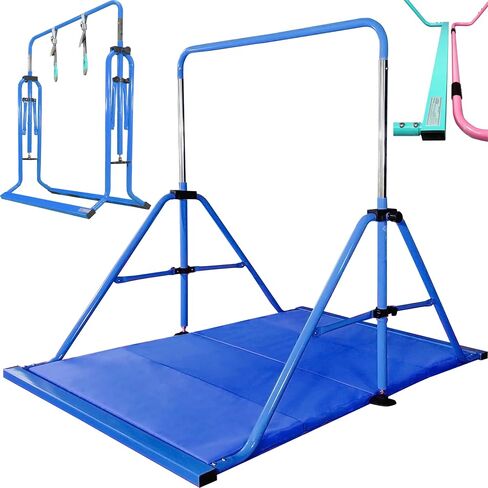 PreGymnastic Folding Gymnastics Bar with Rings, Foldable Kip Bar with Sturdier Base, Training Bar for Kids Ages 3-10, Horizontal Bar, Home Gym Equipment for Boy Girl in Saudi Arabia