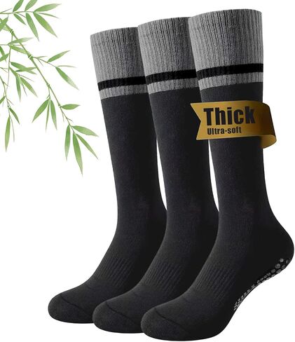 Thick Bamboo Viscose Compression Socks for Men Women (3 Pairs) 20-30 mmHg Non-Slip Knee High Support for Daily in Kuwait
