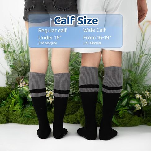 Thick Bamboo Viscose Compression Socks for Men Women (3 Pairs) 20-30 mmHg Non-Slip Knee High Support for Daily in Kuwait