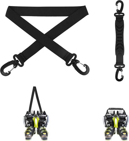 2pcs Adjustable Ski Boot Carrier Straps, Nylon Pole Roller Snowboard Shoulder Sling with Hand Carry Strap Heavy-Duty Snowboard Skiing Accessories for Easy Equipment Transport in Saudi Arabia