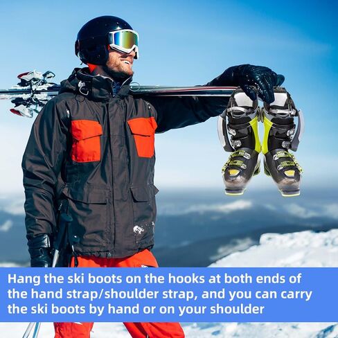 2pcs Adjustable Ski Boot Carrier Straps, Nylon Pole Roller Snowboard Shoulder Sling with Hand Carry Strap Heavy-Duty Snowboard Skiing Accessories for Easy Equipment Transport in Saudi Arabia