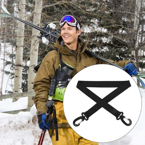 2pcs Adjustable Ski Boot Carrier Straps, Nylon Pole Roller Snowboard Shoulder Sling with Hand Carry Strap Heavy-Duty Snowboard Skiing Accessories for Easy Equipment Transport in Saudi Arabia