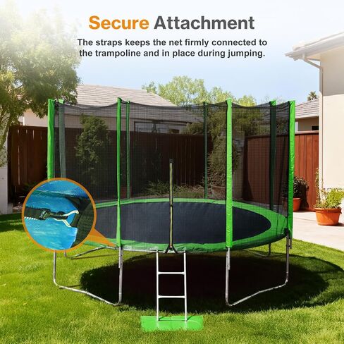 Trampoline Replacement Net for 10FT 12FT 14FT 15FT Round Frame Trampolines, Safety Enclosure Net with Zipper, Hooks, Pole Cover in Saudi Arabia
