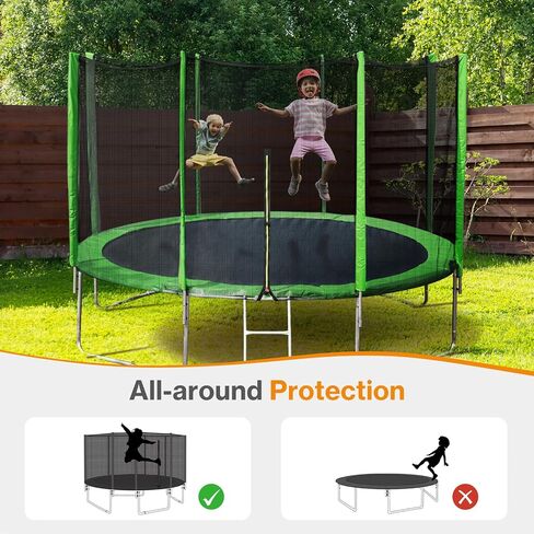 Trampoline Replacement Net for 10FT 12FT 14FT 15FT Round Frame Trampolines, Safety Enclosure Net with Zipper, Hooks, Pole Cover in Saudi Arabia